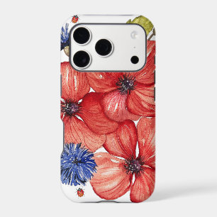 Coquelicot rouge et bleuet aquarelle