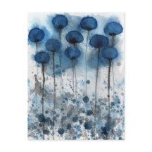 Coquelicots bleus et gris, carte postale de jardin