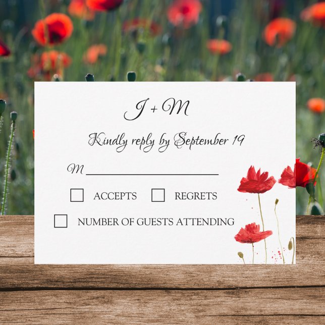 Coquelicots Fleurs de pavot florales Moderne RSVP (Créateur téléchargé)