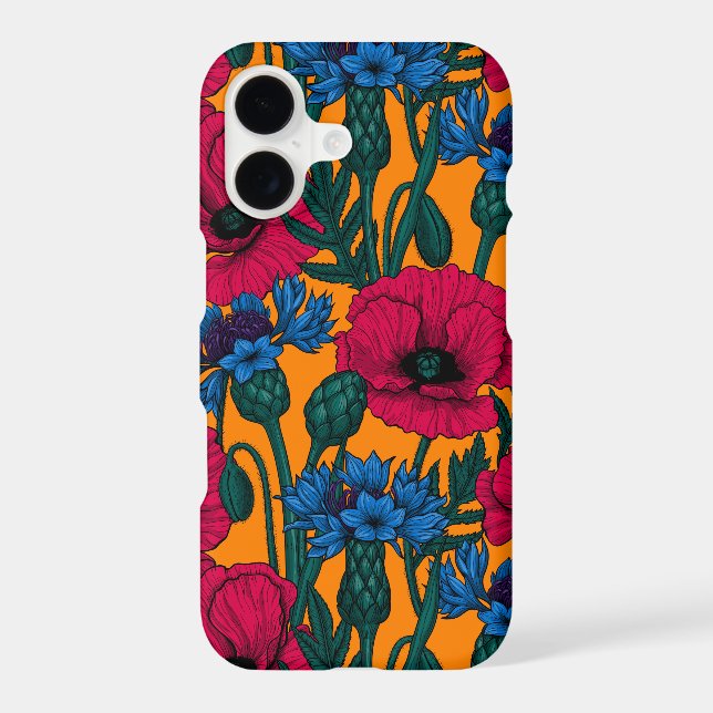 Coquelicots rouges et fleurs de maïs bleues sur or (Verso)