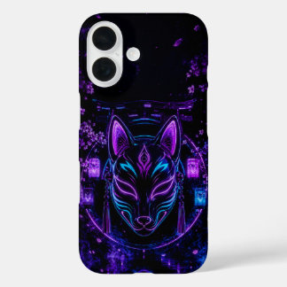 COQUE POUR iPhone 16 サイバー和風ネオン狐面