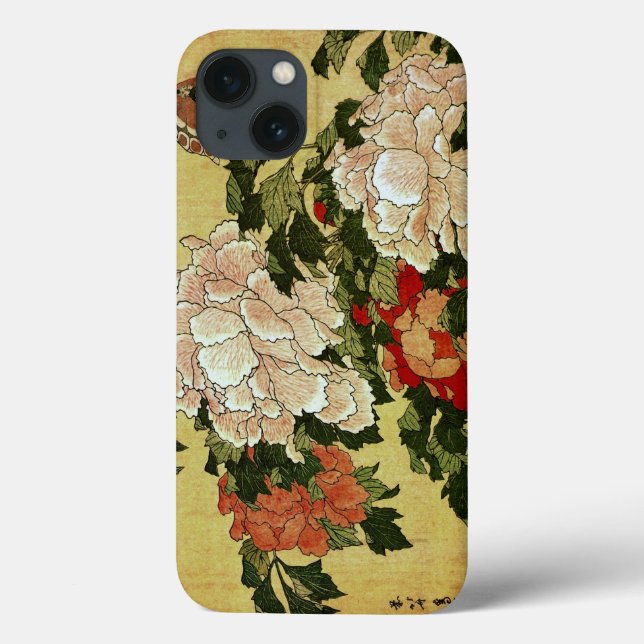 Coques Case-Mate iPhone 北 斎 Hokusai Peonies & Papillons (Verso)