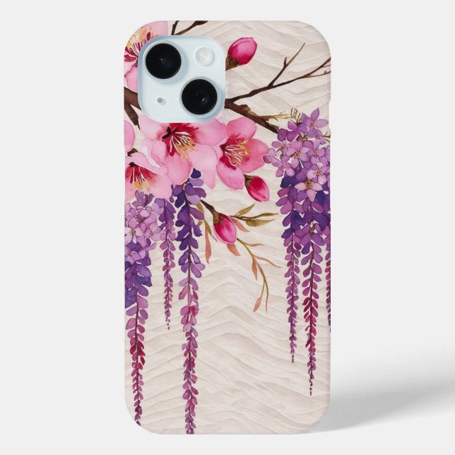 COQUES Case-Mate iPhone 藤の花和紙の調べ ― 和モダン花柄 (Verso)
