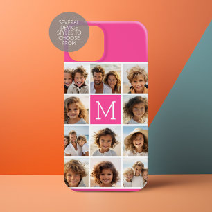 Coque Pour iPhone 15 11 Collage de photos - Grille minimale avec texte