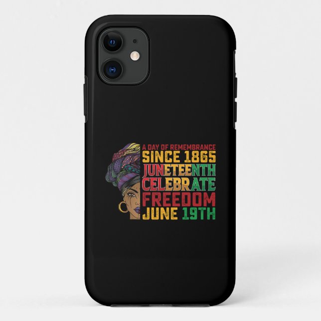 Coques Case-Mate iPhone 19 Juin Journée De Souvenir Liberté Noire (Dos)