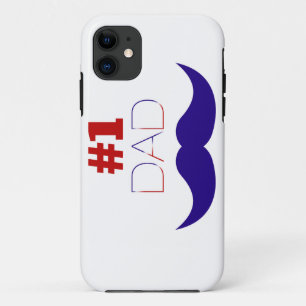 Case-Mate iPhone Case #1 Papa Moustache rouge blanc et bleu - Numéro un