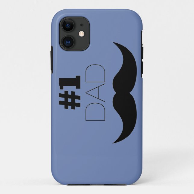 Coques Case-Mate iPhone #1 Papa Mustache bleue et noire - Numéro un (Dos)