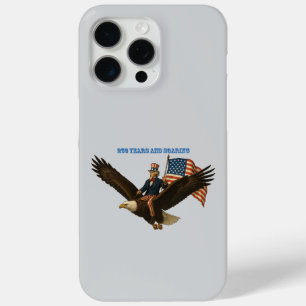 Coque iPhone 15 Pro Max 250 Ans Oncle Sam, Aigle à tête blanche et Drapeau