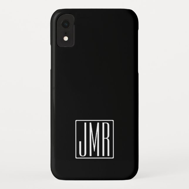 Coques Case-Mate iPhone 3 Initiales Monogramme | Noir et blanc (ou couleur (Dos)