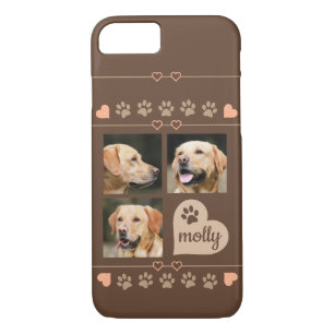 Case-Mate iPhone Case 3 Photo Collage Nom du chien Coeur Brown