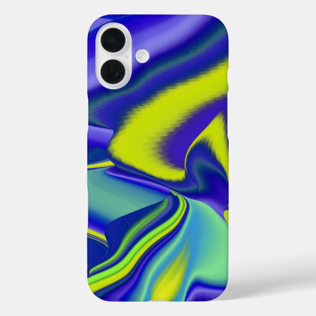 Coques Case-Mate iPhone 3D Abstrait en bleu vert violet (Verso)