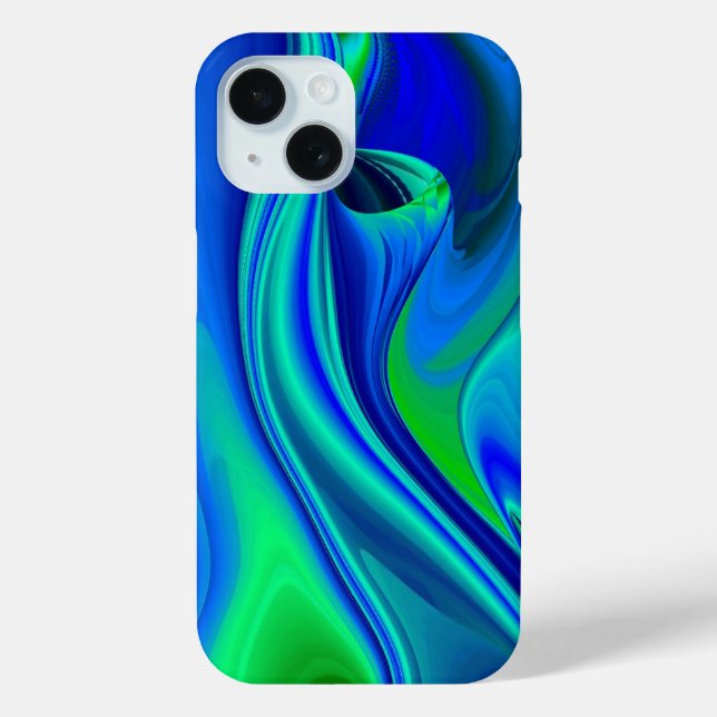 Coques Case-Mate iPhone 3D Abstrait en bleu vert violet (Verso)