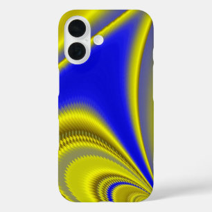 Coques iPhone 16 3D Abstrait en or jaune bleu vert