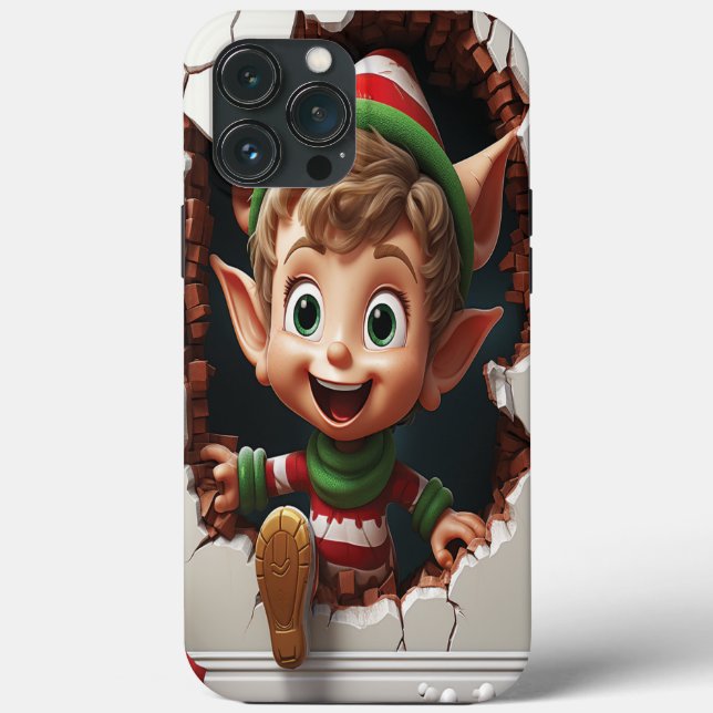 Coques Case-Mate iPhone 3d Drôle mignon elf de Noël (Verso)