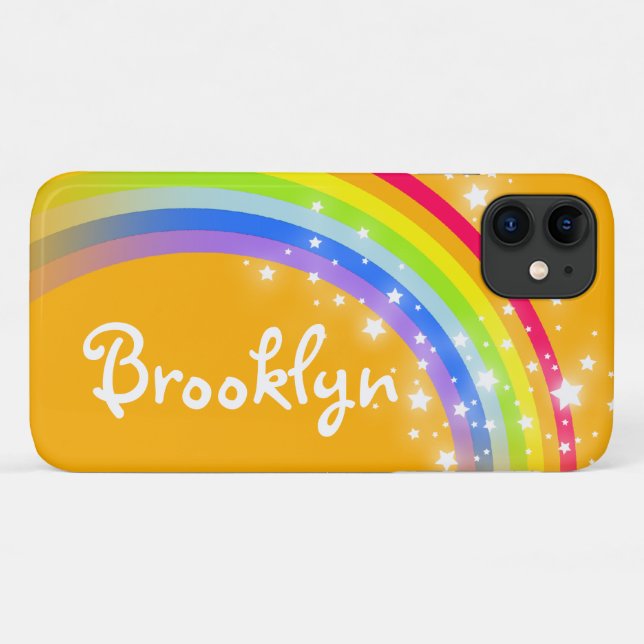 Coques Case-Mate iPhone 8 lettre nom arc en ciel étoiles orange ciel (Dos (Horizontal))