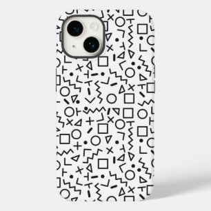 Coque Pour iPhone 14 90's Black & White Shapes Motif