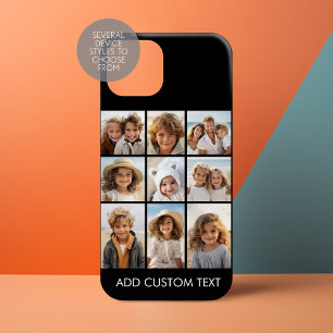 Coque Pour iPhone 14 Plus 9 Photos - Grille minimale sur fond noir