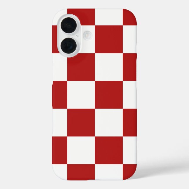 Coques Case-Mate iPhone À damiers classique rouge et Motif blanc (Verso)