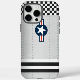 Coques iPhone 16 Pro Max À damiers métallique vintage du fuselage Rivet de