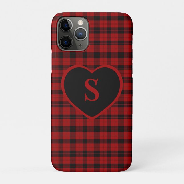 Coques Case-Mate iPhone à damiers Monogramme Noël Rouge Buffle Plaid (Dos)