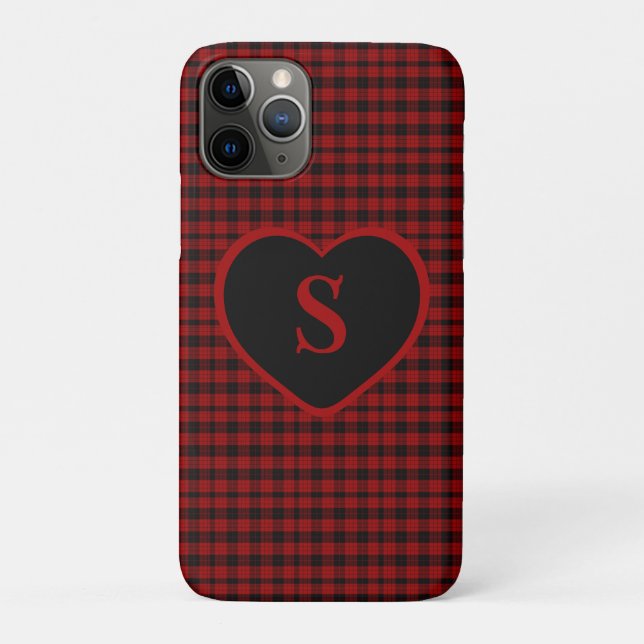 Coques Case-Mate iPhone à damiers Monogramme Noël Rouge Buffle Plaid (Dos)