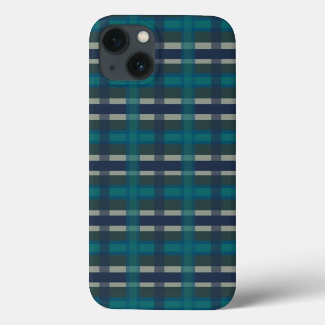 Coques Case-Mate iPhone à damiers Plaid Bleu Vert Violet Et Turquoise (Verso)
