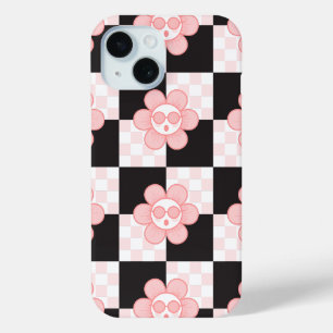 Coque Pour iPhone 15 à damiers rose