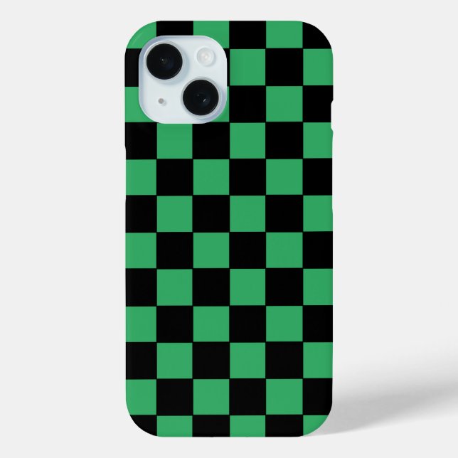 Coques Case-Mate iPhone à damiers vert et noir (Verso)