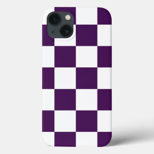 iPhone 13 Coque à damiers violet et blanc