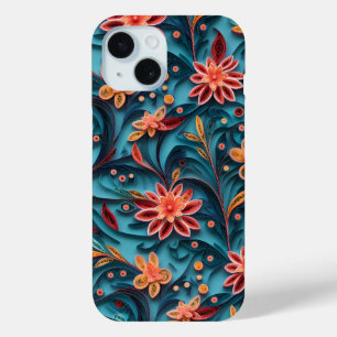Coque Pour iPhone 15 À peine là motif en papier floral sans joint
