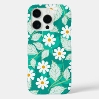 Coques iPhone 16 Pro A seamless floral pattern features white daisies