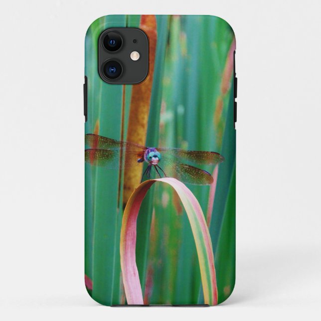 Coques Case-Mate iPhone A teal Eyed Dragonfly with cattails (Dos)