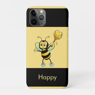 Case-Mate iPhone Case Abeille bourdon miel sur fond beige noir et or