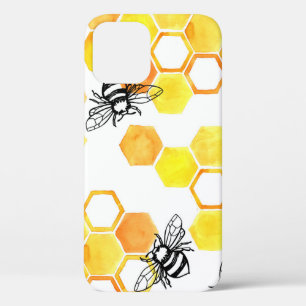 Case-Mate iPhone Case Abeilles de miel : Motif d'aquarelle jaune