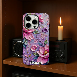 Coques iPhone 16 Pro Abondance florale rose et violet