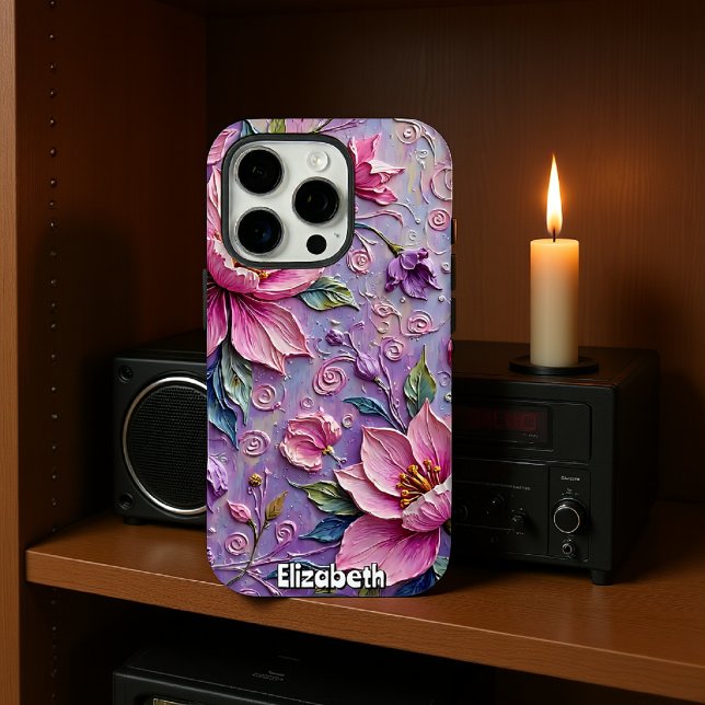 Coques Case-Mate iPhone Abondance florale rose et violet (Créateur téléchargé)