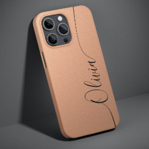 Coque Pour iPhone 14 Abricot Élégant Calligraphie Script Nom