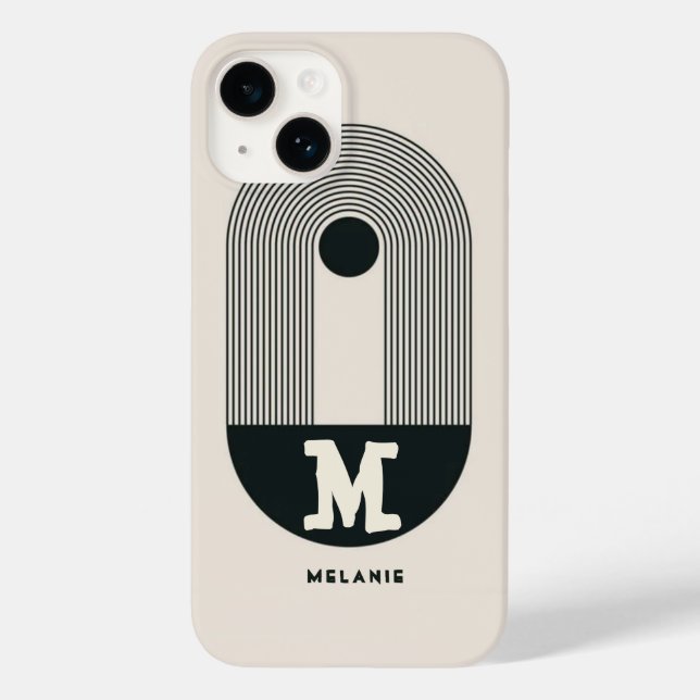 Coques Case-Mate iPhone Abstract 20s aesthetic boho minimal Monogram (Verso)