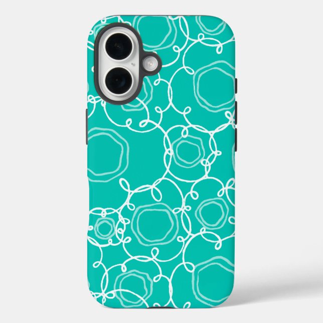 Coques Case-Mate iPhone Abstract Floral Matrix (Teal) Fine Art (Verso)