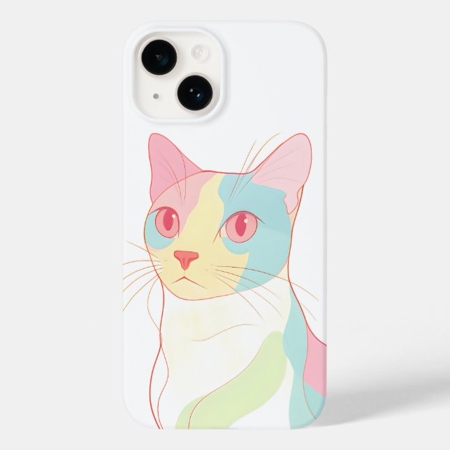 Coques Case-Mate iPhone Abstract Pastel Cat Art Phone Case - Modern Minima (Verso)