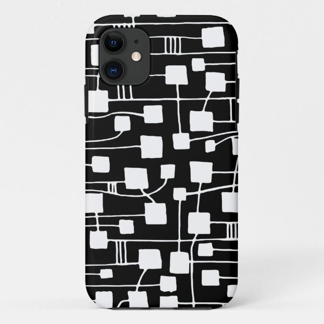 Coques Case-Mate iPhone Abstrait 111211 - Blanc sur noir (Dos)
