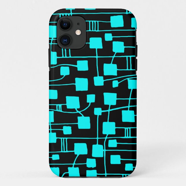 Coques Case-Mate iPhone Abstrait 111211 - Cyan sur noir (Dos)