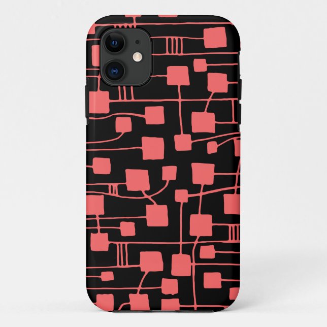 Coques Case-Mate iPhone Abstrait 111211 - Rose tropicale sur noir (Dos)