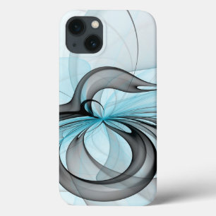Case-Mate iPhone Case Abstrait Anthracite Gris Bleu Moderne Fractage Art