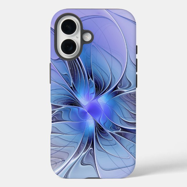 Coques Case-Mate iPhone Abstrait Art Fractal Lavande Bleu (Verso)