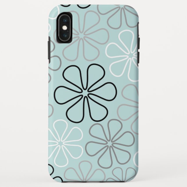 Coques Case-Mate iPhone Abstrait Big Flower Outlines BWG+Duck Egg Blue (Dos)