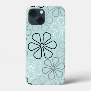 Case-Mate iPhone Case Abstrait Big Flower Outlines BWG+Duck Egg Blue