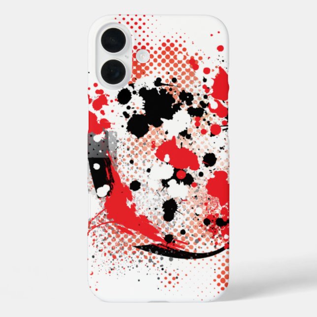 Coques Case-Mate iPhone Abstrait blanc rouge et noir (Verso)