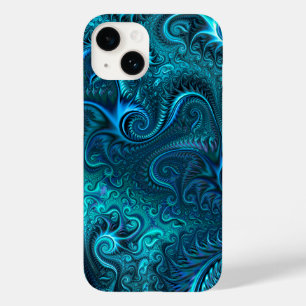 Coque Pour iPhone 14 Abstrait bleu coloré et Motif spiral Turquoise