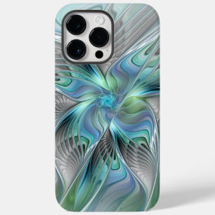 Coque Pour Pour iPhone 14 Pro Max Abstrait Bleu Vert Papillon Imaginaire Fractal Art